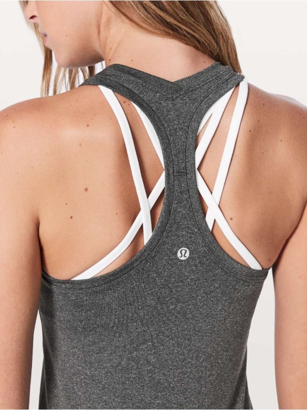 Lululemon Cool Racerback II Tank Heathered Black Sz 6